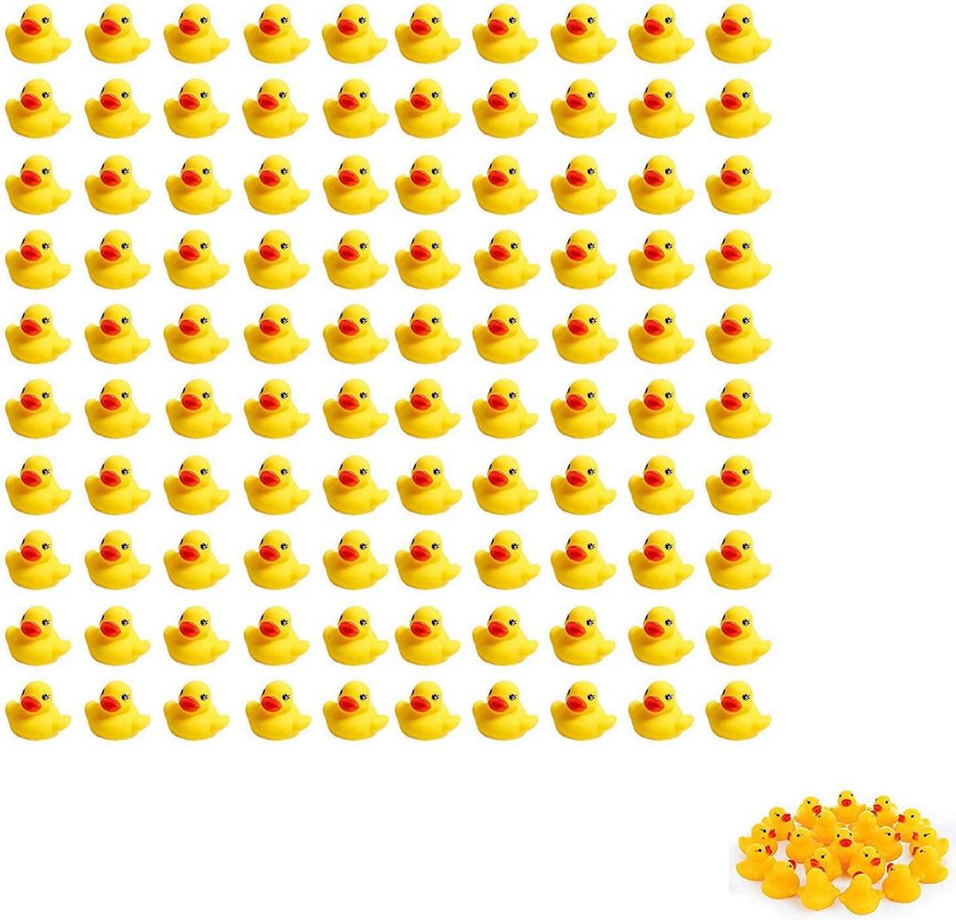 SOHAPY 100Pcs Mini Yellow Rubber Ducks Tiny Baby Shower Rubber Ducks, Squeak Fun Baby Yellow Rubber Bath Toy Float Fun Decorations for Shower Birthday Party Favors Cupcake Carnival Game Gift (100Pcs)