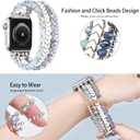 MOFREE Beaded Bracelet Compatible with Apple Watch Band 38mm/40mm/41mm/42mm, Fashion Elastic Stretch Women Bands for iWatch Series 11/10/9/8/7/SE/6/5/4/3/2/1 iPhone Watch Strap Bands (Blue/Silver)