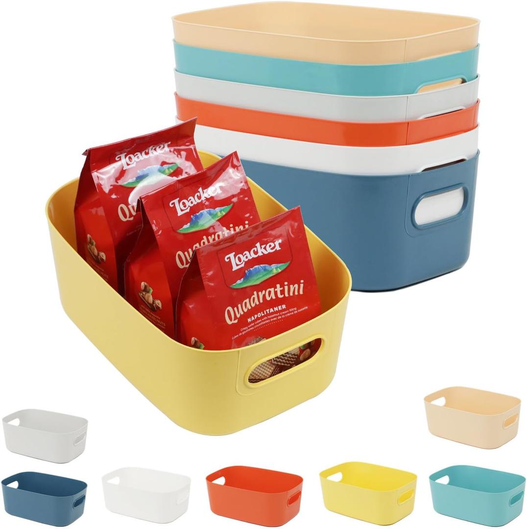 7PCS Drawer Organizer Bins, Small Plastic Storage Bins Storage Containers for Snack Makeup Kitchen Pantry Bathroom Cabinet Organization and Storage Bin Organizing Boxes (Large, 7 Mixed Color)