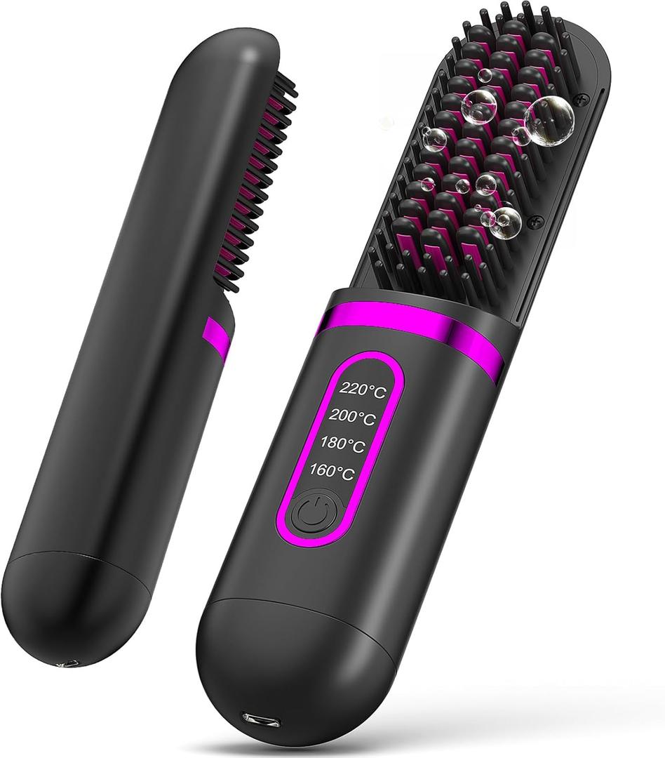 Cordless Hair Straightener for Women, Go Brush Pro Rechargeable Electric Hot Straightener Comb, Portable Mini Heated Hair Straightening for Travel (Black) Cordless Hair Straightener for Women, Go Brush Pro Rechargeable Electric Hot Straightener Comb, Portable Mini Heated Hair Straightening for Travel (Black)