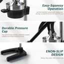 Commercial Heavy Duty Manual Citrus Juicer Press - Professional Cast Iron Hand Orange Squeezer with 304 Stainless Steel Strainer & Cup - Fruit Extractor for Pomegranate, Lemon, Lime - Black