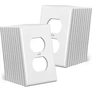 CML MidSize Duplex Wall Plates, 20 Pack Electrical Outlet Receptacle Covers, 1Gang Switch Plates, Midway Size 3.18” x 5”, Impact Resistant, Gloss Finish, White