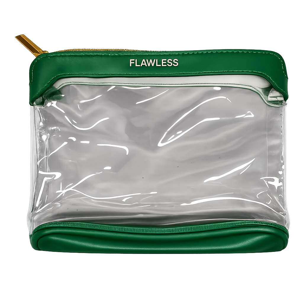 Heavy Duty Clear Cosmetic Bag Waterproof Transparent Travel Makeup Toiletry Organizer Bag (Green, Pack of 4)