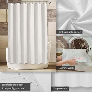 ALYVIA SPRING Extra Long Fabric Shower Curtain Liner Waterproof - 72" x 84", Soft & Lightweight XL Shower Curtain with Magnets, Machine Washable - 72x84, White, 1 Pack