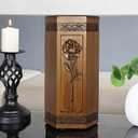 Urns for Wooden, Cremation Urn for Human Ashes Adult - Hand Engraving Rose Flower - Funeral Urn for Mother/Dad - Display Burial at Home or in Niche at Columbarium (Large Wood Decorative Urn