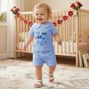 HONGTEYA Baby Girl First Clothes In My One Year Old Era Birthday Outfit 1 Year Old Girl Gifts Summer Casual Short Set (Blue)