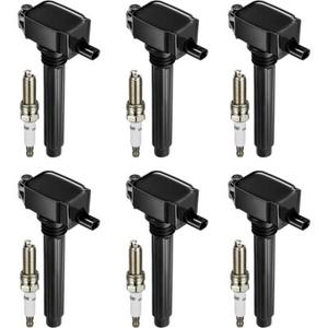Set of 6 Ignition Coils Pack UF648 & 6 PCS Iridium Spark Plugs Compatible with 2011-2016 Grand Cherokee Wrangler Chrysler Jeep Dodge Avenge Charger Durango RAM 1500
