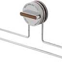 Wall Mount Paper Towel Holder, Under Cabinet Vacuum Suction Cup Mount for Smooth Non-Porous Surfaces, Free Up Counter Space in Kitchen Bathroom RV, Stainless Steel with Wood Accent