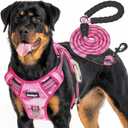 Heavy Duty Tactical Dog Harness for Large Dogs, No Pull Adjustable Pet Harness Reflective Service Training Easy Control Pet Vest Military K9 Working Dog Harnesses- Large, Pink Camo