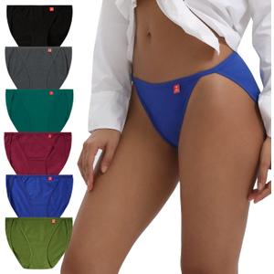 INNERSY Women's High Cut String Bikini Panties Stretchy Sexy Cotton Underwear 6-Pack (Medium, Vital Jungle)