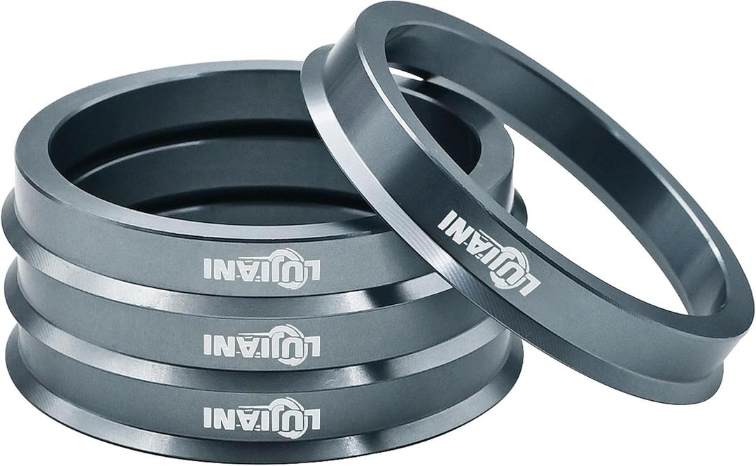 4 Pack Universal Car Hub Centric Ring, 57.1 mm ID to 66.6 mm OD Centerbore, Aluminum Alloy Wheels Center Shaft Shock Absorbing Hubrings, Hub Adapter Rings Compatible with Most Vehicles (Gunmetal Gray)