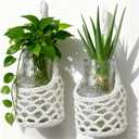 HOREAKHJ Macrame Wall Plant Hanger, Hanging Planter Basket Holder, Wall Planters for Indoor Plants, for Up to 6 Inch Pot (Ivory, 6-Inch)