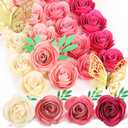 Gilprop 36 Pcs 3D Rolled Artificial Roses Paper Flowers for Crafts Graduation Cap Decoration Wall Decor Mini Crafts DIY Gift for Graduation Wedding Shadow Box Frame Cake Topper (Dark Pink)