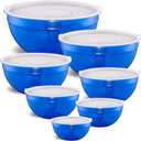 Moxinox Blue Mixing Bowls with Airtight Lids, Stainless Steel Nesting Mixing Bowls Set of 7, Ideal for Baking, Prepping and Serving Food, Size 7, 3.6, 2.7, 2.1, 1.5, 1.1,0.8 QT, Stackable Design