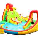 Heavy Inflatable Water Slide Park, Double Slide Climbing Wall Fountain for Outdoors