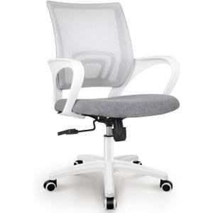 NEO CHAIR Office Desk Computer Chair Ergonomic Mesh Gaming Cushion Seat with Comfy Lumbar Mid Back Support Adjustable Height Swivel Rolling Wheels for Home Task (Grey)