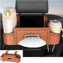 Mandark Car Headrest Backseat Organizer, Multifunctional Vehicle Seat Back Storage Box with Drink Cup Holder and Hooks, Automotive Travel Accessories, Universal for SUV, Sedan, Truck (Orange)