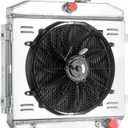 1955-1957 Chevy Radiators,3 Row Core Radiator For 1955-1957 1956 55 Chevy Bel Air Belair Nomad,One-Fifty(150),Two-Ten(210) V8 Full Aluminum Radiator Shroud Fan Kit