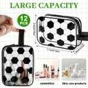 Lonfliness 12 PCS Soccer Cosmetic Bags Soccer Goodie Bags PVC Waterproof Makeup Bag Portable Travel Toiletry Punch Organizer for Soccer Team Gifts, Soccer Coach, Girls Player Sport Party Favors (EXP 07/01/26)