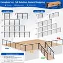 2ft-4ft Complete Set 36" Cable Railing System 33 Drilled with Cuttable Handrail, Modular Black T304 Stainless Steel Angled Stair Cable Railing Posts Kit for 28-38 Wood Concrete Stair