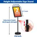 2-Pack 11x17 Inch Adjustable Sign Stand & Floor Standing Sign Holder - Pedestal Poster Stand with Vertical & Horizontal View Display for Indoor/Outdoor Business & Store Signage (Black)