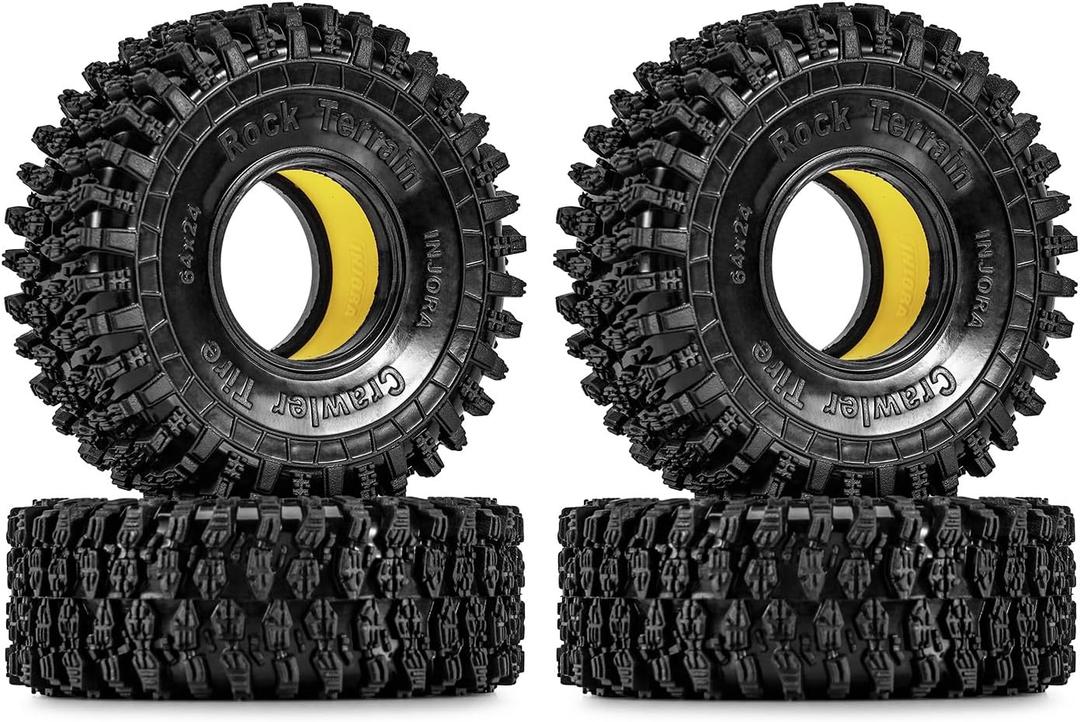INJORA 1.0 Silicone Rubber Inserts and S5 Rock Terrain Crawler Tires for TRX4M SCX24 1/18 1/24 RC Crawler Car Upgrade