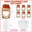 Valentines Day Cards for Kids - 60 Pack Mason Jar Candy Jar Valentines Cards with 6 Unique Designs, Valentine Exchange Cards for School Classroom Party Favors (Candy Not Included)