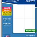 65lb White Printable Postcards - Blank Postcard Paper - Perforated 4 per Sheet - for Inkjet/Laser Printers - 25 Sheets / 100 Postcards