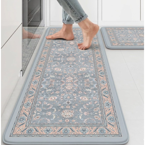 Kitchen Rugs and Mats 2PCS Cushioned Anti-Fatigue Floor Mat, Waterproof Kitchen Rug Set of 2 Non-Skid Comfort Standing Mat for Kitchen,Home,Office,Sink,Laundry,17.3"x29"+17.3"x47"