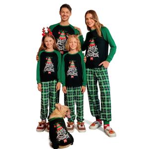 Haloumoning Family Christmas Pajamas Matching Sets Xmas PJs Sets Holiday Jammies Sleepwear Black
