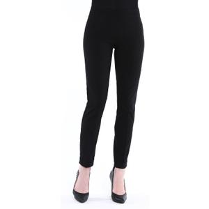 SLIM-SATION Women's Wide Band Ankle Pant Pull-on Pant with Tummy Control (14, Black Denim)