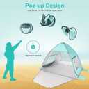 TOBTOS UPF 50+ Pop Up Beach Tent, Easy Set Up Beach Umbrella, Sun Shelter for 2-3 People UV Protection Portable Sunshade, Baby Canopy Cabana, Lightweight with Carry Bag