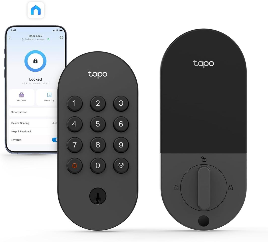 Tapo Smart Wi-Fi Deadbolt Door Lock  Keyless Tactile Buttons, Customized Access with in-App Monitoring, Auto-Lock, IP54 Weatherproof, BHMA Grade 3, Compatible with Standard Door Sizes, Tapo DL100