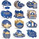 Saysurey 36 Pcs Ramadan Gift Fridge Magnets Eid Mubarak Gift Islamic Home Decor Muslim Gifts for Office Kitchen Party(Blue and Gold)