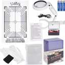 Sports Card Grading Kit,Card Grading Centering Tool Set,LED Magnifying Table Lamp,High Intensity Magnifying Loupe, Microfiber Cloth,Gloves,Soft Sleeves,Card Holders,Batteries
