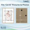 Icona Bay - 12x16 Light Oak Picture Frame Fits 11x15 Photos with Mat to 9x12 Image - Modern Style Engineered Wood Poster Frame - Wall Mount Only - Bliss Collection
