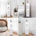 ShellKingdom Toilet Paper Holder Stand, Bathroom Storage Cabinet with Doors and Shelves, Slim Storage Cabinet for Bathroom Small Spaces Corner Shelf Organizer - White