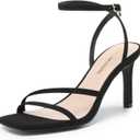 DREAM PAIRS Womens High Stilettos Heels Open Toe Square Sandals Ankle Strap Pumps Sexy Comfort Strappy Dress Shoes Party Wedding Heeled Sandals (6.5, Black-Nubuck)