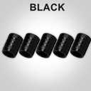 6 x Black Anodized Aluminum Tire Valve Stem Caps with Plastic Inner Sleeve, Corrosion Resistant. Universal Valve Caps for Cars, Trucks, Motorcycles, Pack of 5