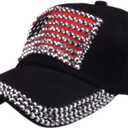 USA Flag Bling Baseball Cap Cowboy Hip-Hop Baseball Cap Adjustable Size (Black)