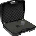 Small Hard Case with Foam, 14" Lightweight Pluck Foam Padded Protection Carrying/Storage Case - Customizable Interior for GoPro, Camera, iPhone, Tablet, Black - Outer Size:14 x 10.4 x 3.5