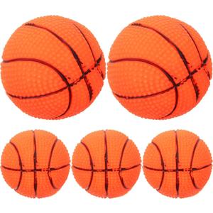 LOGOFUN 5pcs Squeaky Dog Ball Latex Rubber Pet Toys Basketball Shape Puppy Chew Toy for Small Middle Animal Interactive Accessories