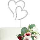 LOVENJOY Gift Boxed Two Hearts One Love Rhinestone Wedding Cake Topper Silver