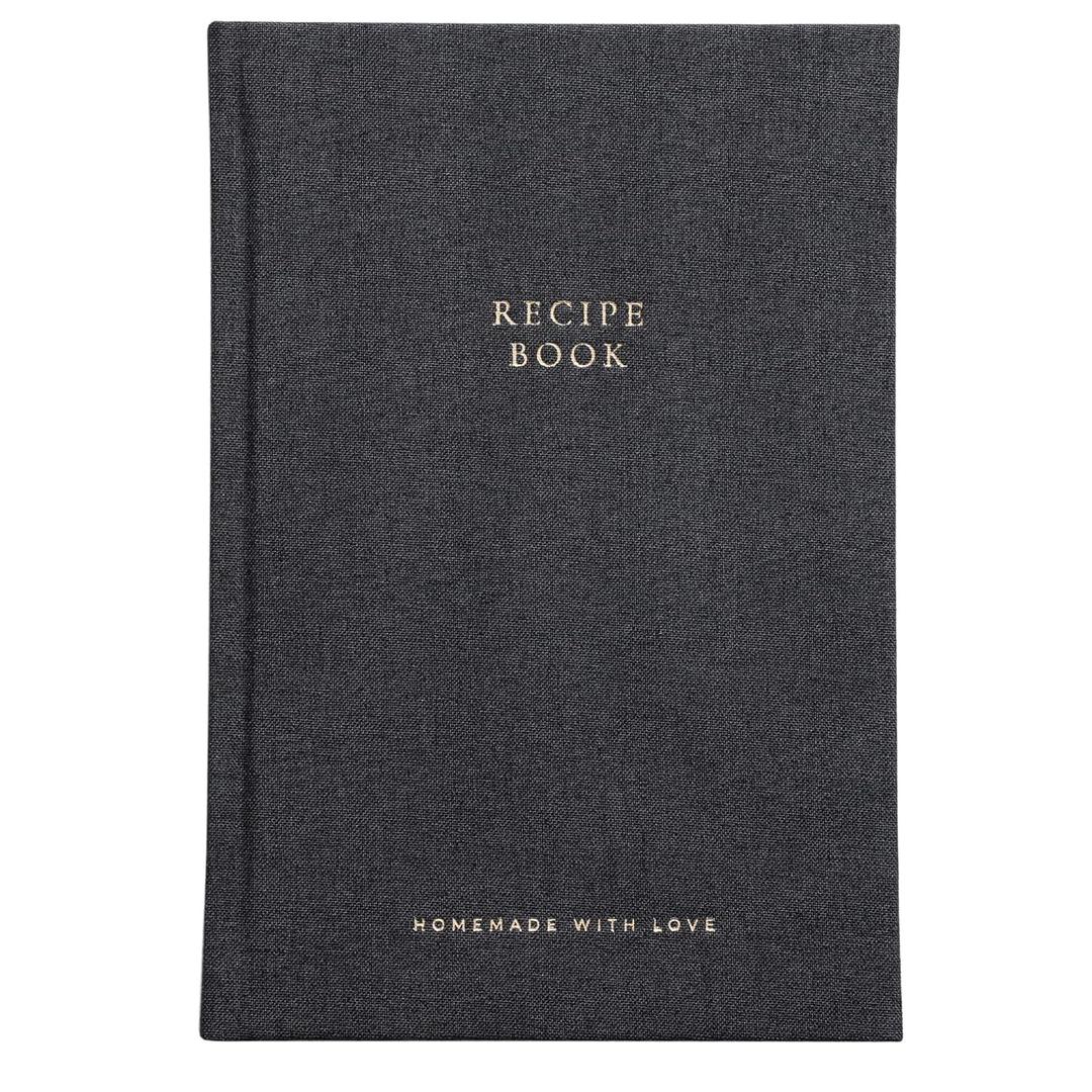 SAGEPAPER Blank Recipe Notebook with Linen Hardcover, Recipe Notebook to Write in Your Own Recipes, Family Recipe Book Holds 70+ Recipes and Conversion Chart, Timeless Keepsake Cookbook (Charcoal Black)
