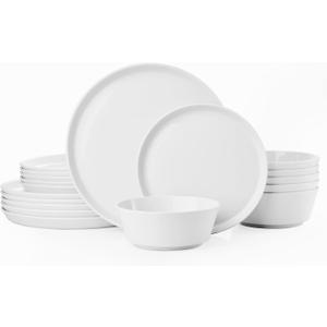 KINGSTONE 18-Piece Bone China Dinnerware Sets, White
