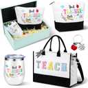 Paterr Teacher Appreciation Gifts Set Thank You Best Teacher Tote Bag & Tumbler End of Year Appreciation Gifts for Women(Cute Style)