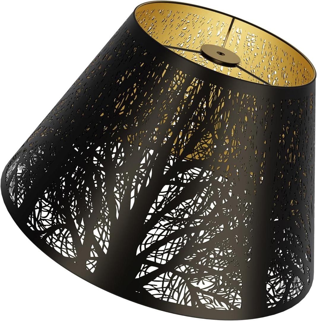 Vintage Black Lamp Shade, Metal Lamp Shade, Large Lamp Shade, Bell Lamp Shades, Decorative Lamp Shades, 7" top x 13" Bottom x 7.8" High - Fits Lampshades for Floor Lamps,Llampshades for Table Lamp