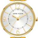 Anne Klein Women's Leather Strap Watch (Black/Gold-Tone)