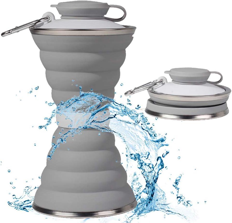 Collapsible Water Bottle, Camping Cup With Carabiner, Reuseable Silicone Foldable Leak Proof Portable Sports Travel Water Bottles For Outdoor, Travel Gym Hiking, BPA Free, Cycling Cups with Carabiner (Gray) Collapsible Water Bottle, Camping Cup With Carabiner, Reuseable Silicone Foldable Leak Proof Portable Sports Travel Water Bottles For Outdoor, Travel Gym Hiking, BPA Free, Cycling Cups with Carabiner (Gray)