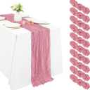 10 Pack Cheesecloth Table Runner 20 x 120 inch Long Boho Gauze Table Runners 10FT Semi Sheer Table Runner for Wedding Decor, Baby Shower, Birthday Party, Banquet (Dusty Rose)
